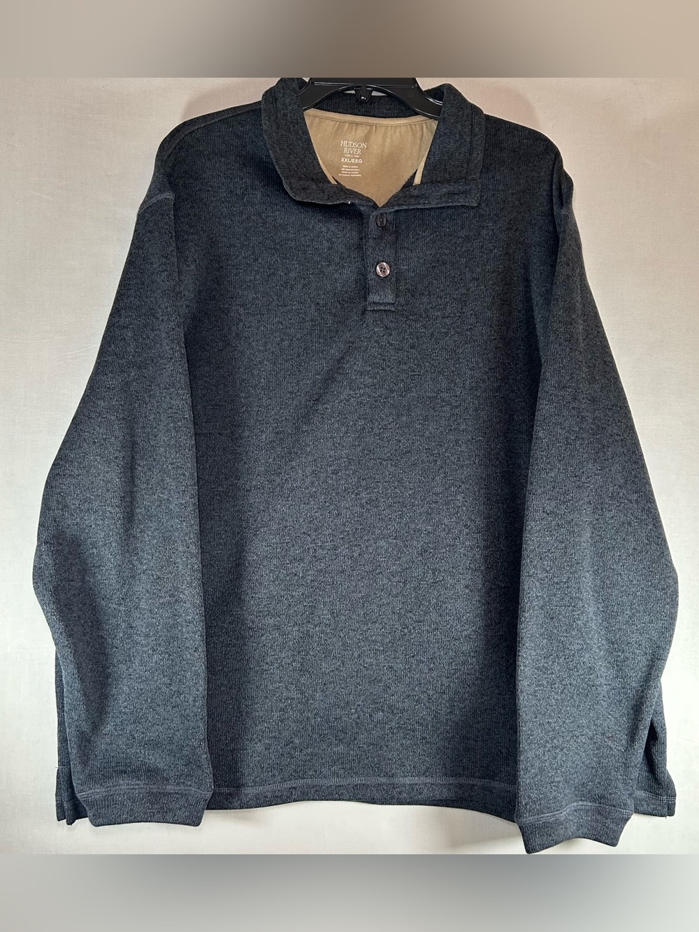 HUDSON RIVER Mens Black/Gray 1/4 Button Long Sleeve Heavy Sweater Size XXL
